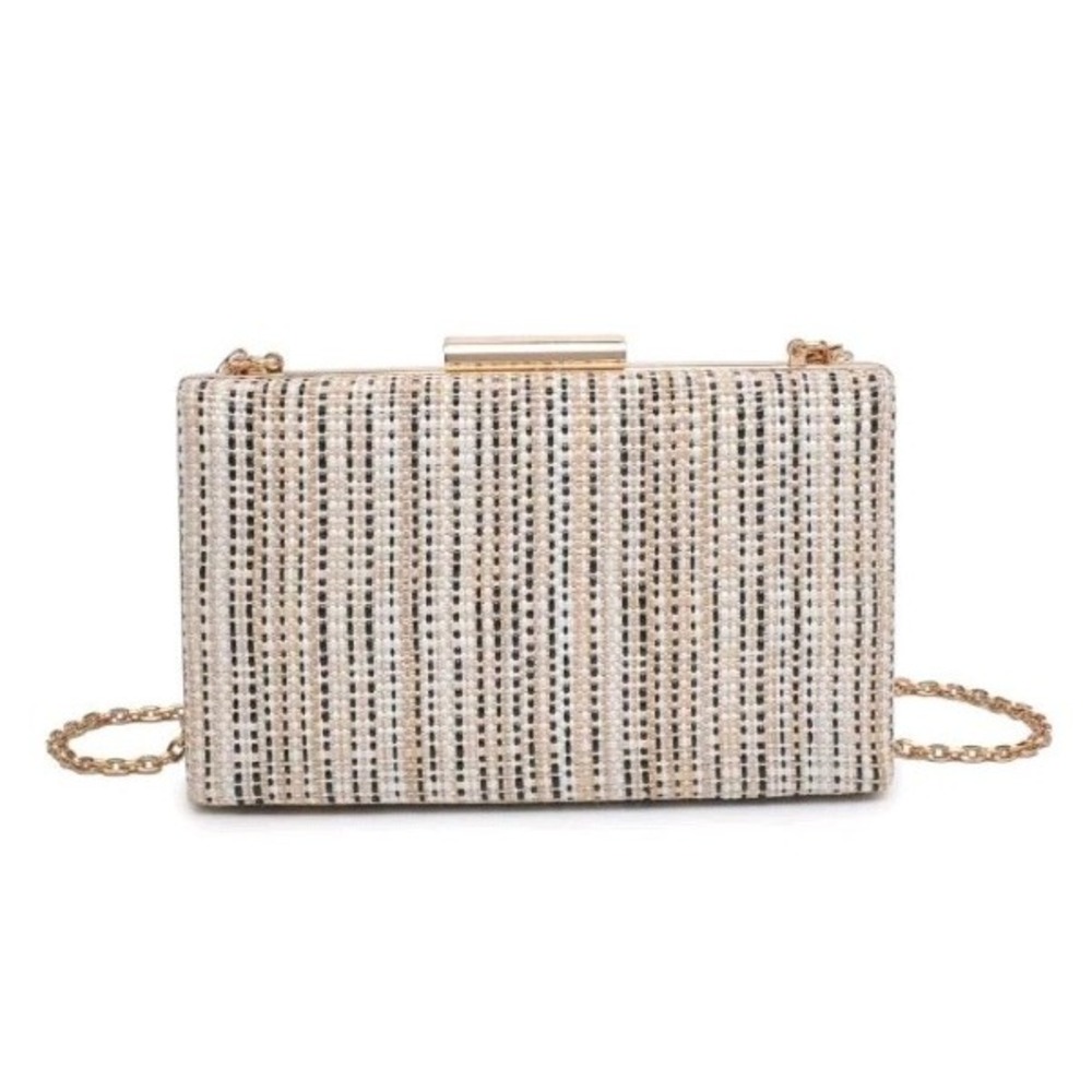 Urban Expressions‎ Azores Evening Bag Clutch Natural Tweed Beige White Black
